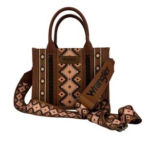 Wrangler Southwestern Canvas Tote, Dark Brown, NWOT